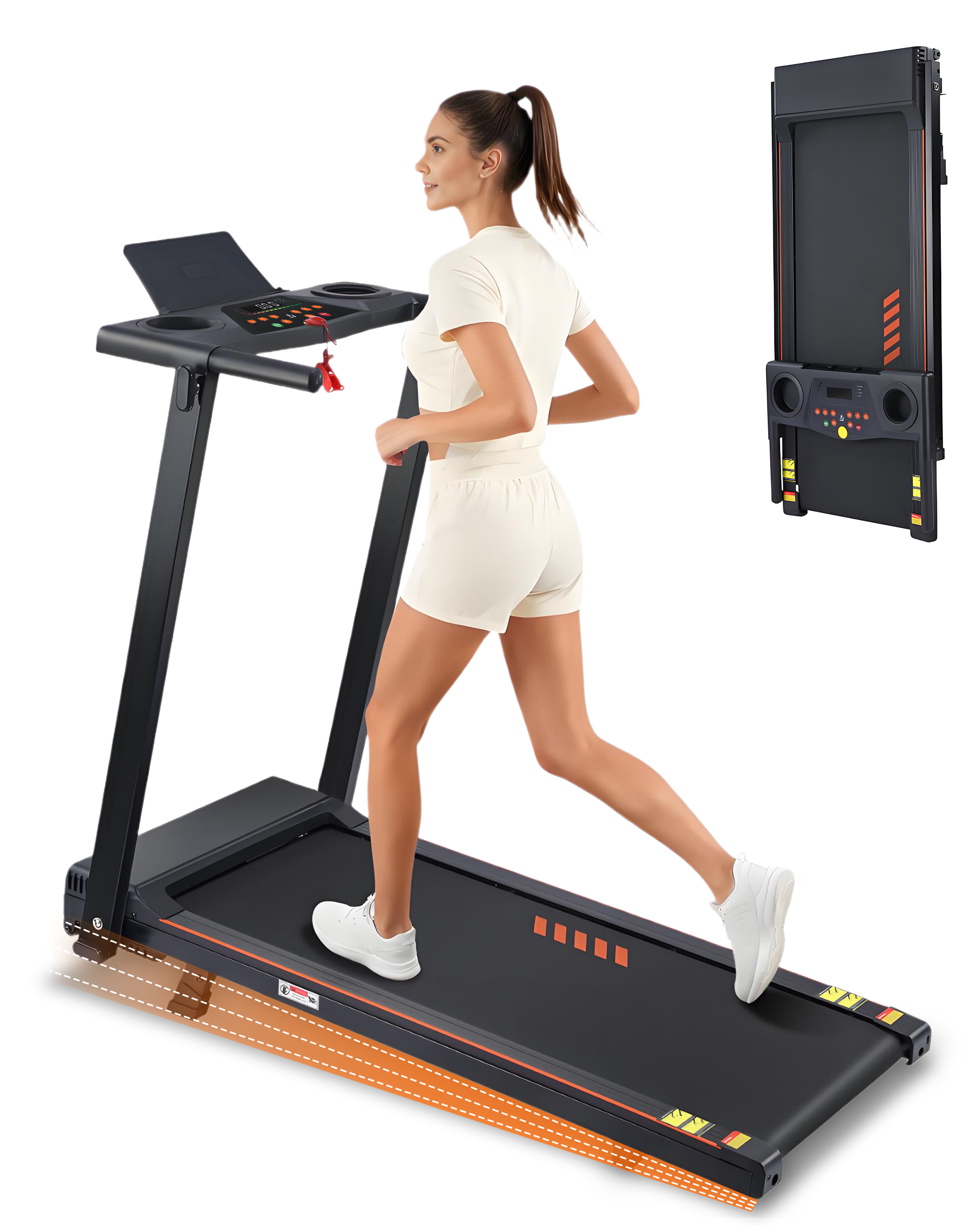 Incline Walking Pad Treadmill with Handle Bar