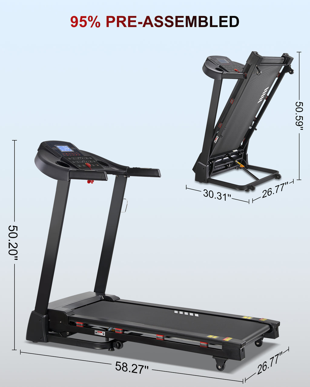 Treadmill with 15-Level Auto Incline, 3.5 HP, 350 LB Capacity, 18.11" Wide Running Belt