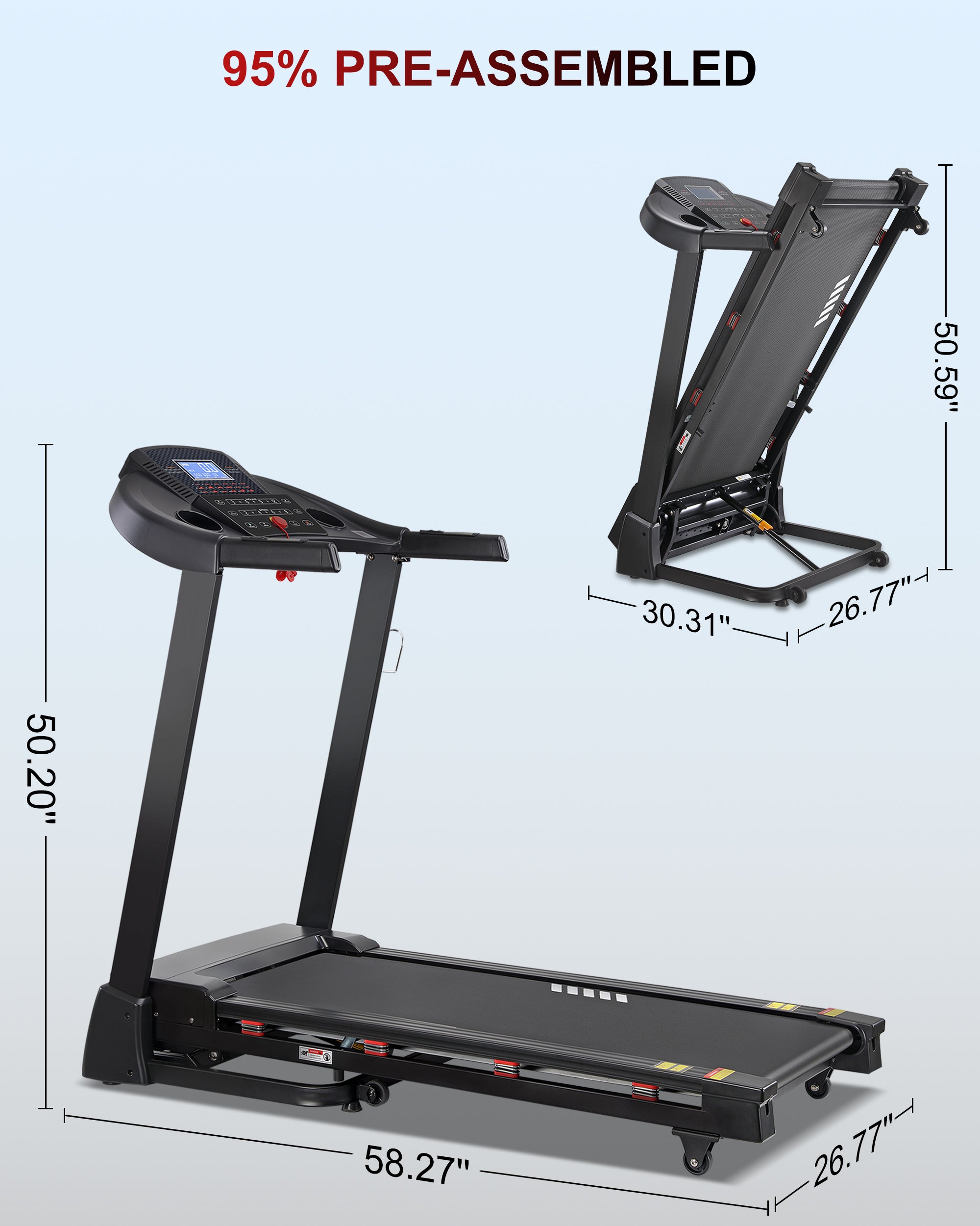 Treadmill with 15-Level Auto Incline, 3.5 HP, 350 LB Capacity, 18.11" Wide Running Belt
