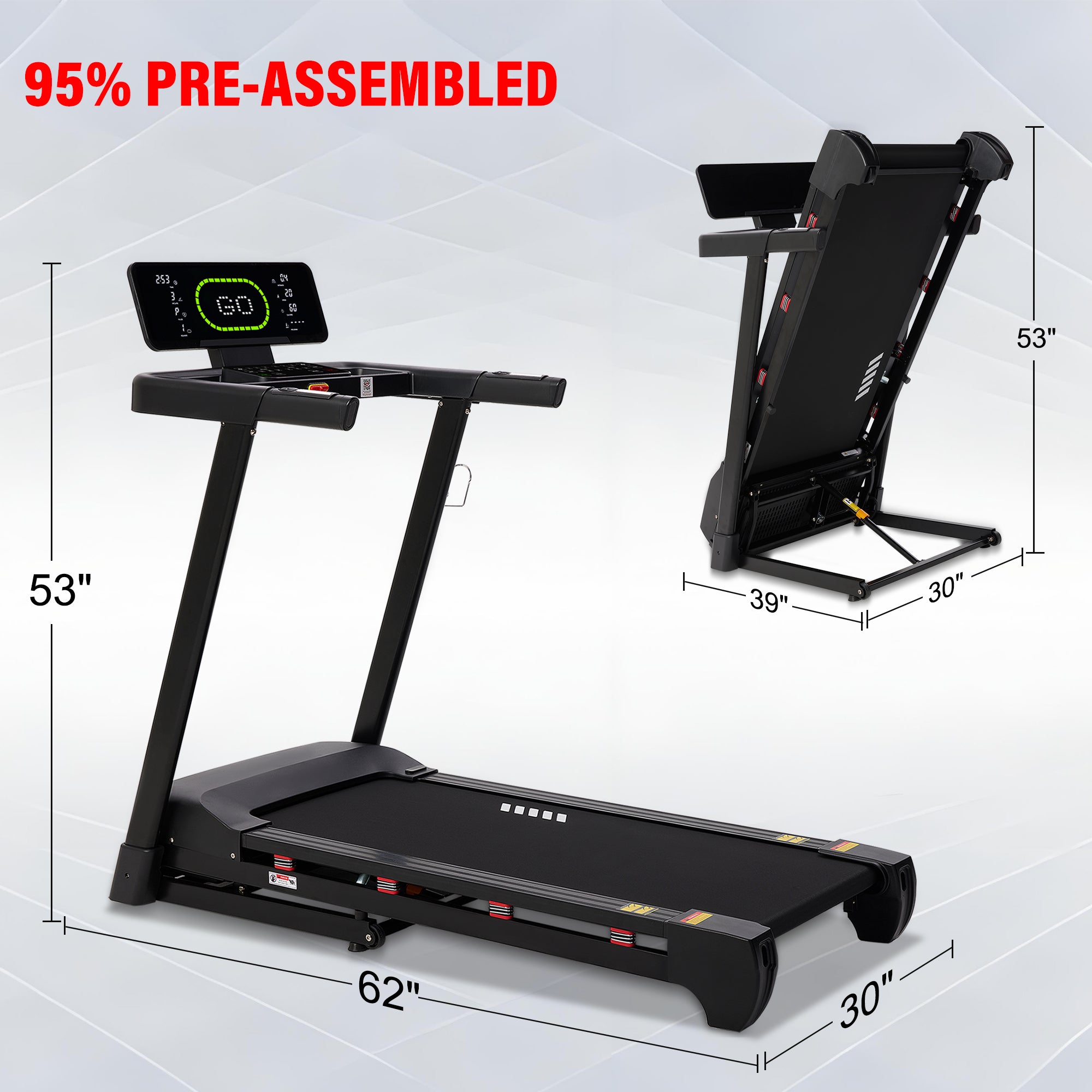 Heavy Duty Treadmill with 20-Level Auto Incline, 0.6-12 MPH, 20" Wide Deck