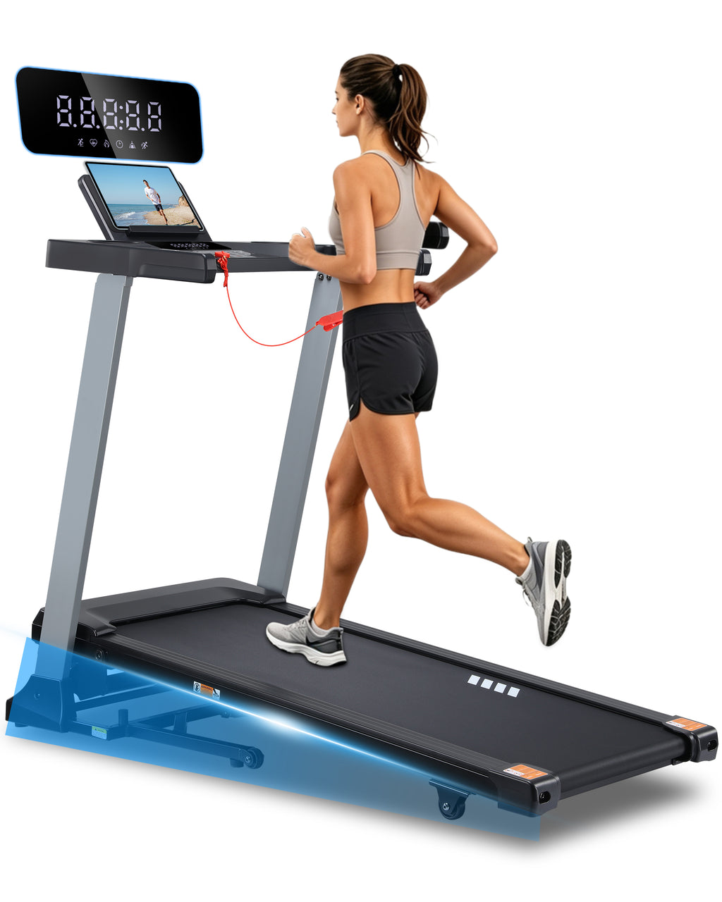 ECHANFIT Folding Treadmill 15% Auto Incline, Compact Design, 40 Programs, 3.0 HP Motor, 300 LB Weight Capacity