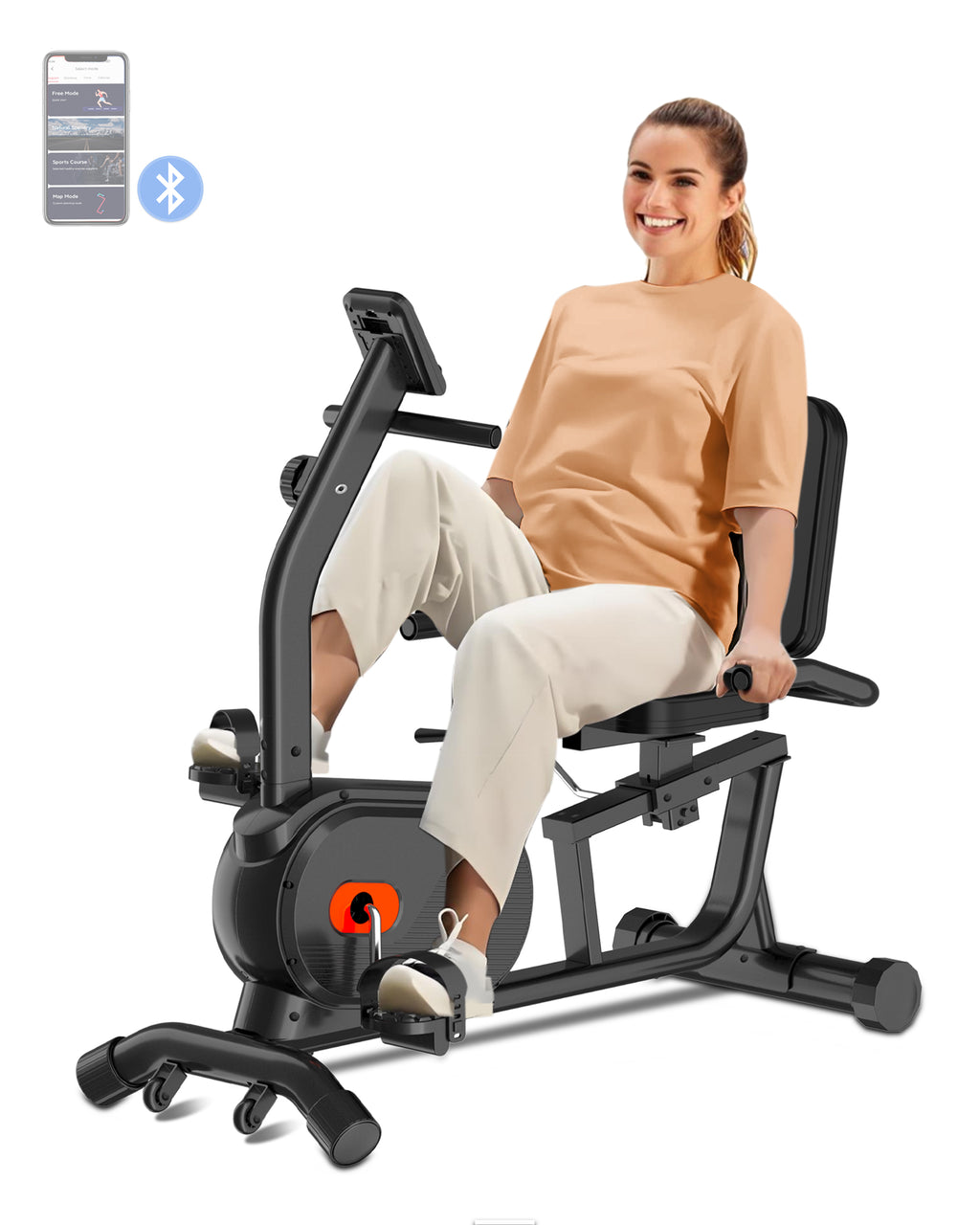 Recumbent Exercise Bike with Smart Workout APP