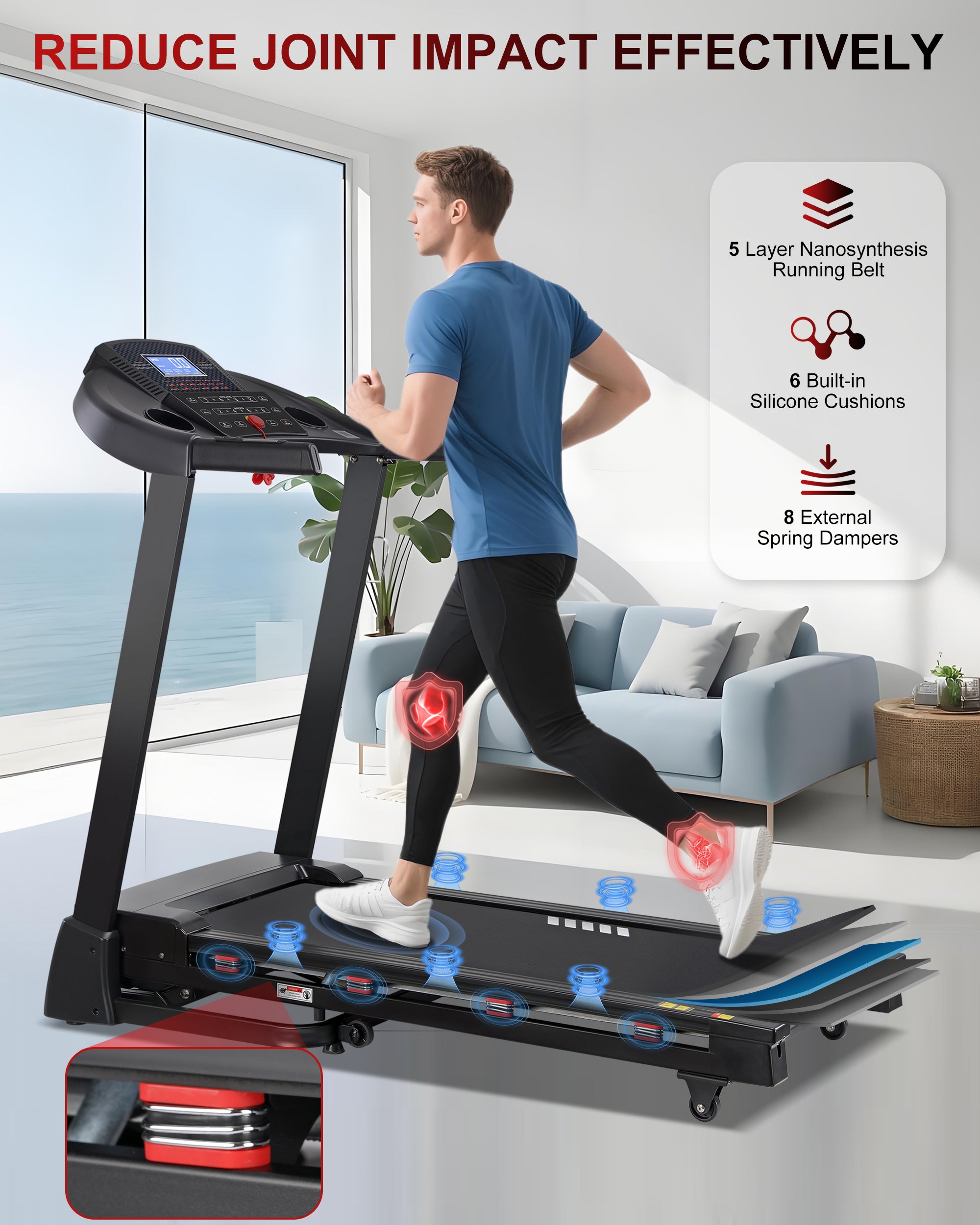 Treadmill with 15-Level Auto Incline, 3.5 HP, 350 LB Capacity, 18.11" Wide Running Belt