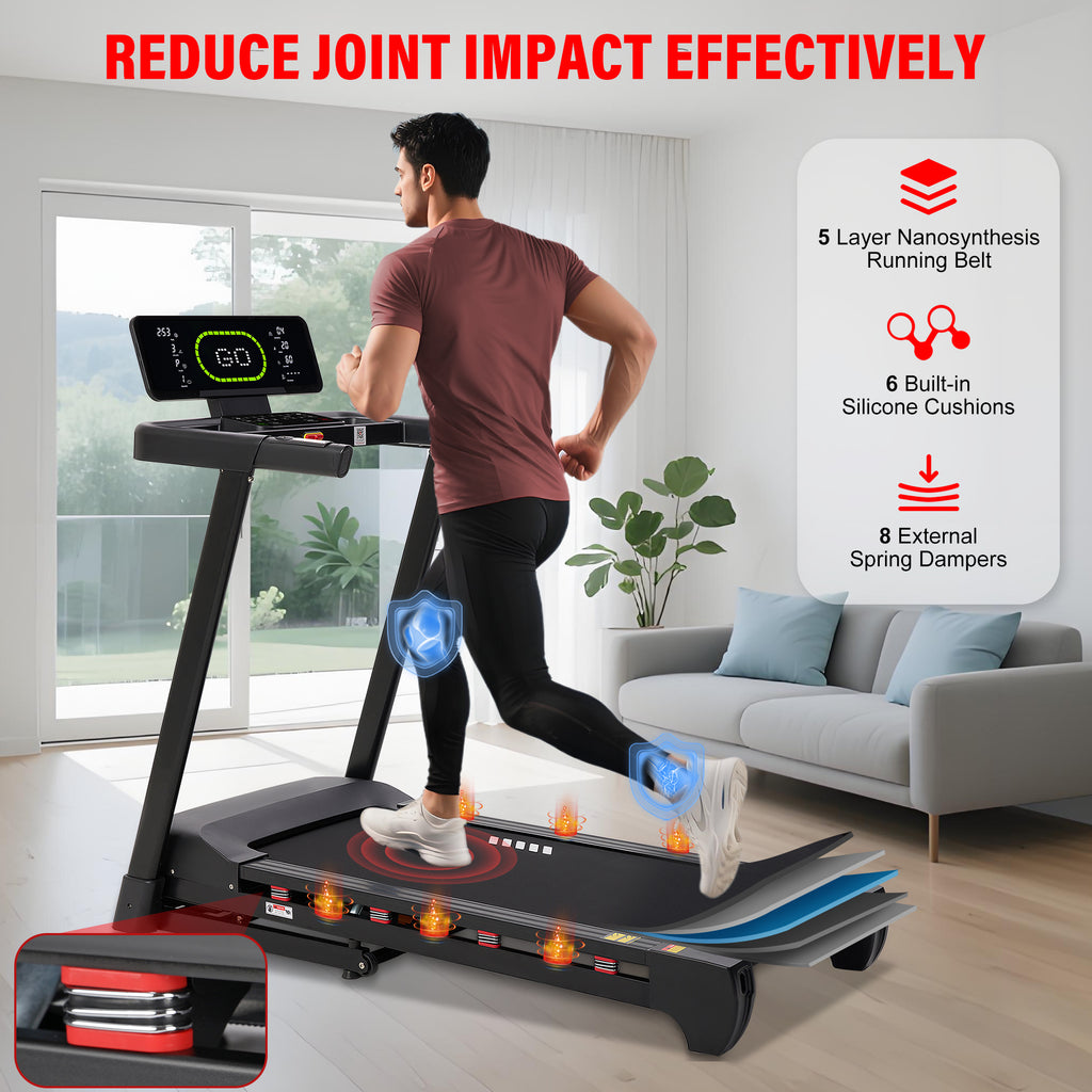 Heavy Duty Treadmill with 20-Level Auto Incline, 0.6-12 MPH, 20" Wide Deck