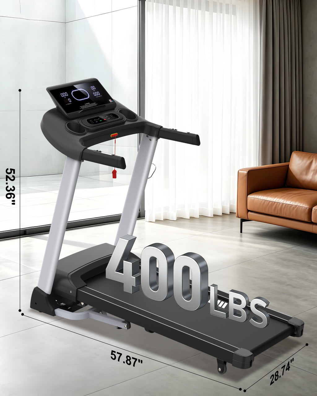 ECHANFIT Heavy Duty Treadmill, 18% Auto Incline, 3.5 HP Motor, 400 LB Capacity