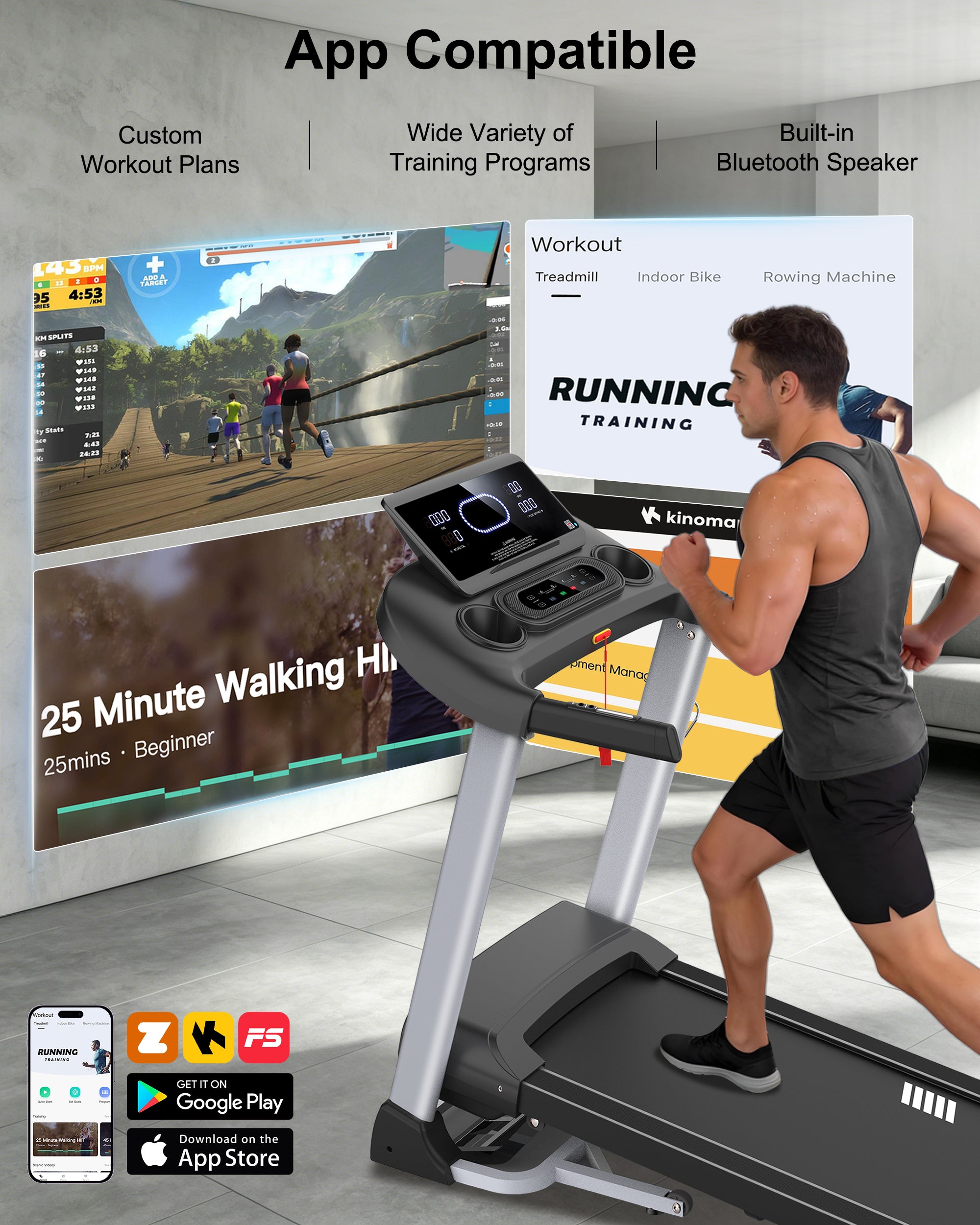 ECHANFIT Heavy Duty Treadmill, 18% Auto Incline, 3.5 HP Motor, 400 LB Capacity
