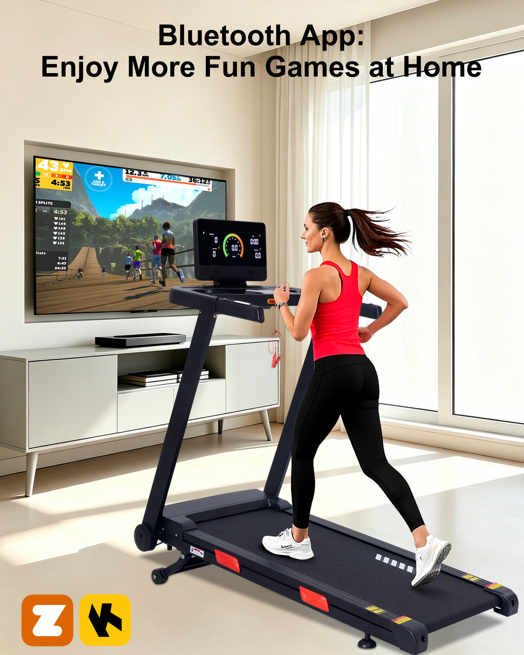 ECHANFIT Auto Incline Treadmill , 20% Incline, 3.0HP, 10 MPH, 18.5" Wide Belt, 350 lbs Capacity, Bluetooth App