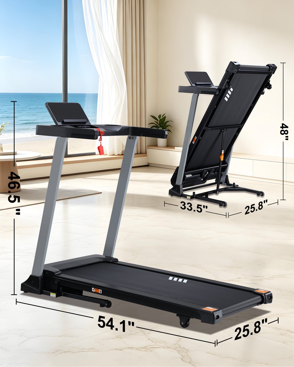 ECHANFIT Folding Treadmill 15% Auto Incline, Compact Design, 40 Programs, 3.0 HP Motor, 300 LB Weight Capacity