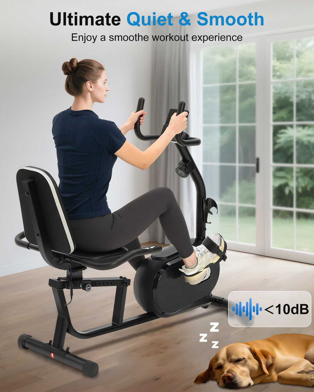 Recumbent Exercise Bike with Bright Backlit Display