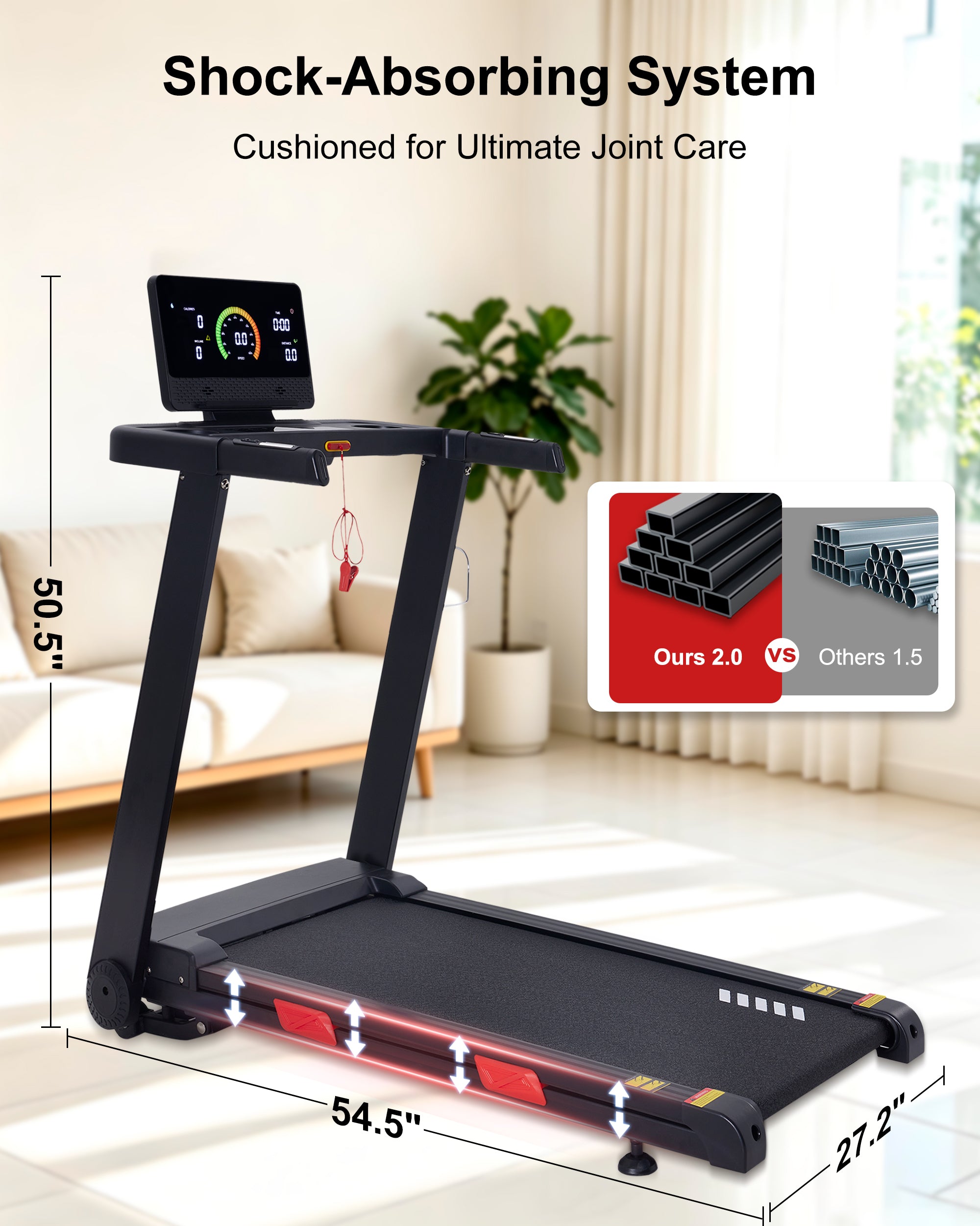 ECHANFIT Auto Incline Treadmill , 20% Incline, 3.0HP, 10 MPH, 18.5" Wide Belt, 350 lbs Capacity, Bluetooth App
