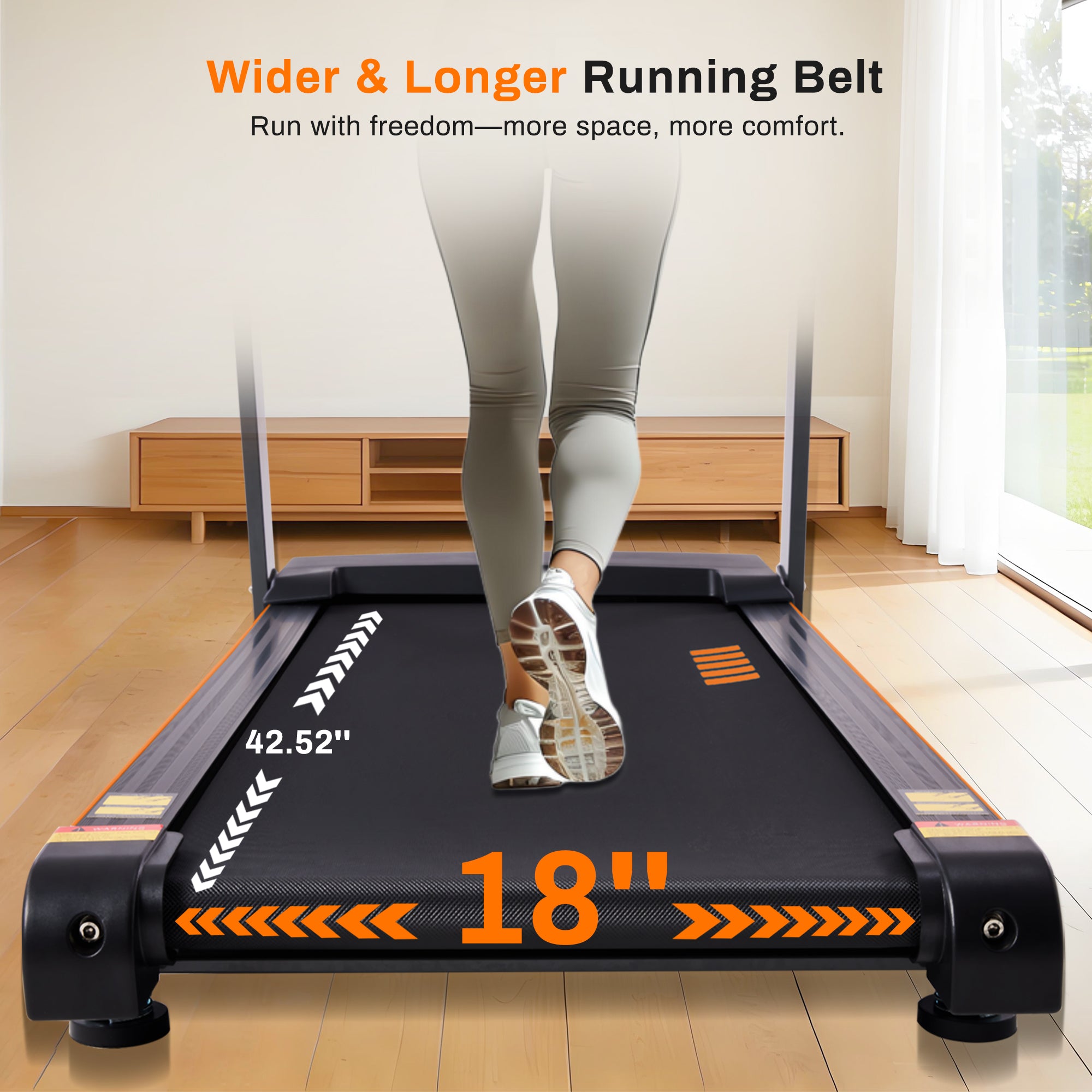 Treadmill with 15-Level Auto Incline, 18" Wide Belt, 3.0 HP, 300 LB Capacity