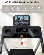 ECHANFIT Folding Treadmill 15% Auto Incline, Compact Design, 40 Programs, 3.0 HP Motor, 300 LB Weight Capacity