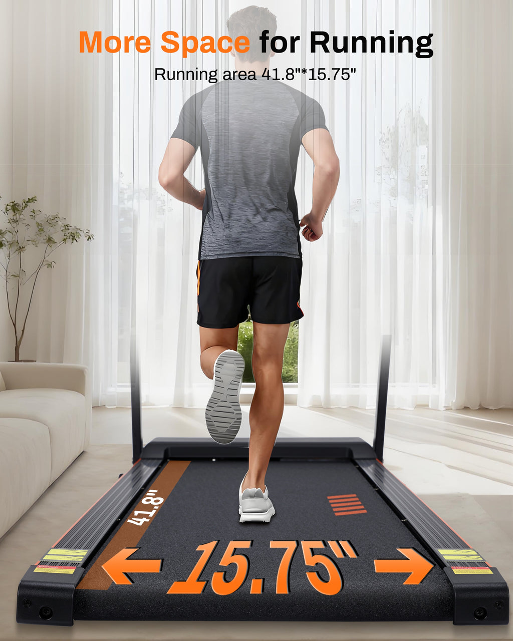 Incline Walking Pad Treadmill with Handle Bar