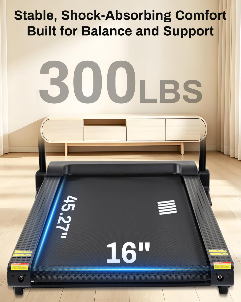 ECHANFIT Treadmills for Home with 3.0HP Motor, 300 lb Capacity, Shock Absorption, Bluetooth App, 15% Auto Incline