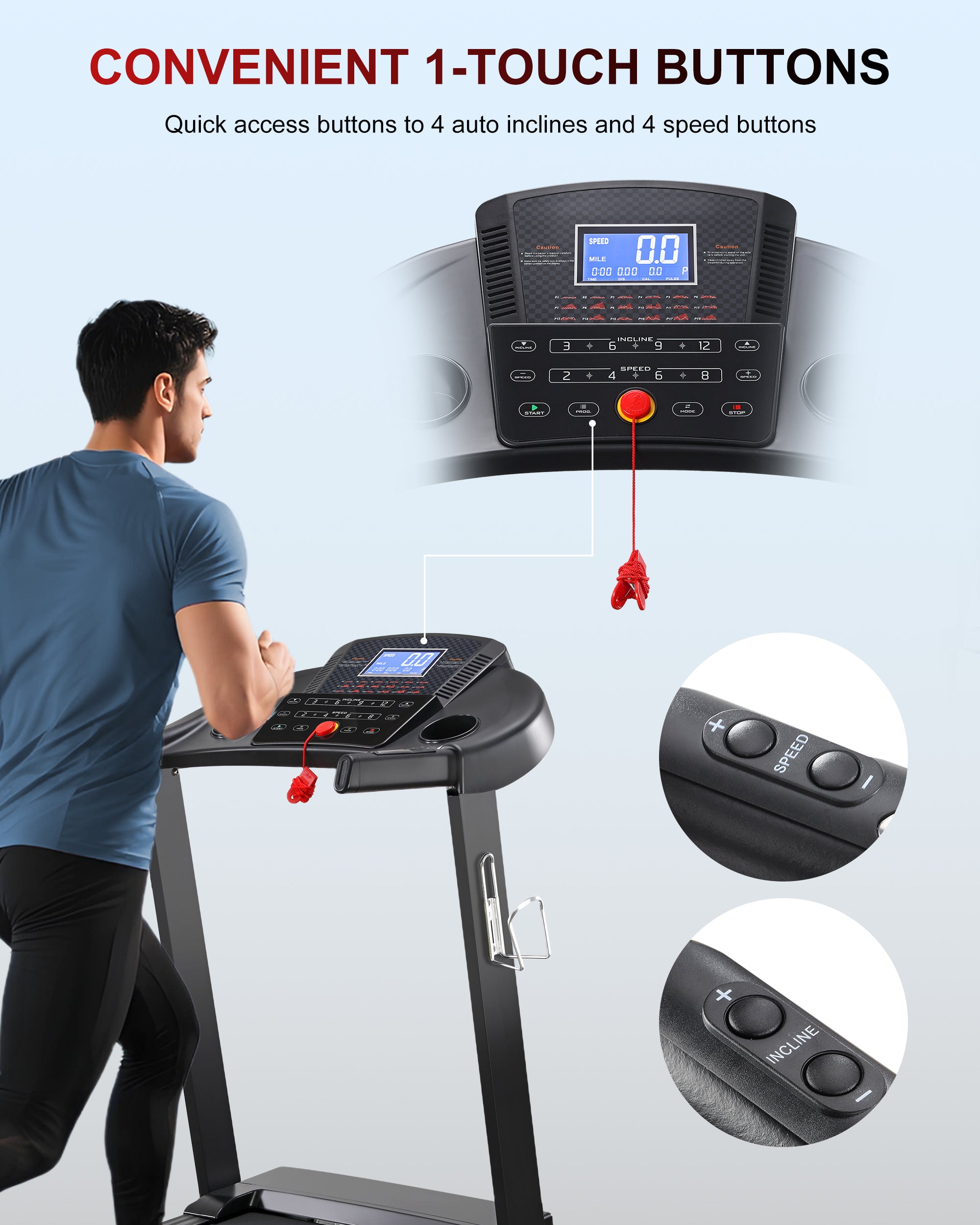 Treadmill with 15-Level Auto Incline, 3.5 HP, 350 LB Capacity, 18.11" Wide Running Belt