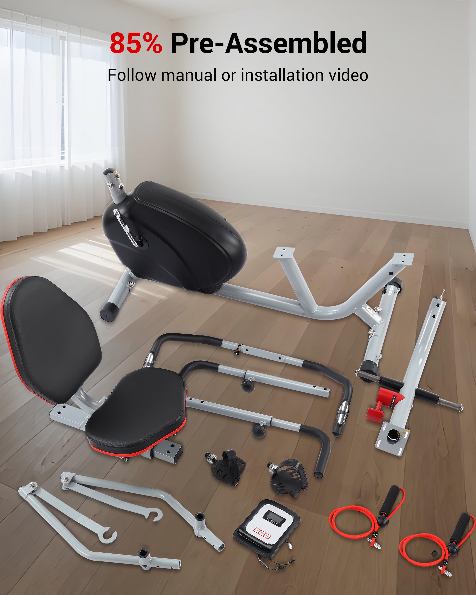 Recumbent Exercise Bike with Arm Exerciser for Home