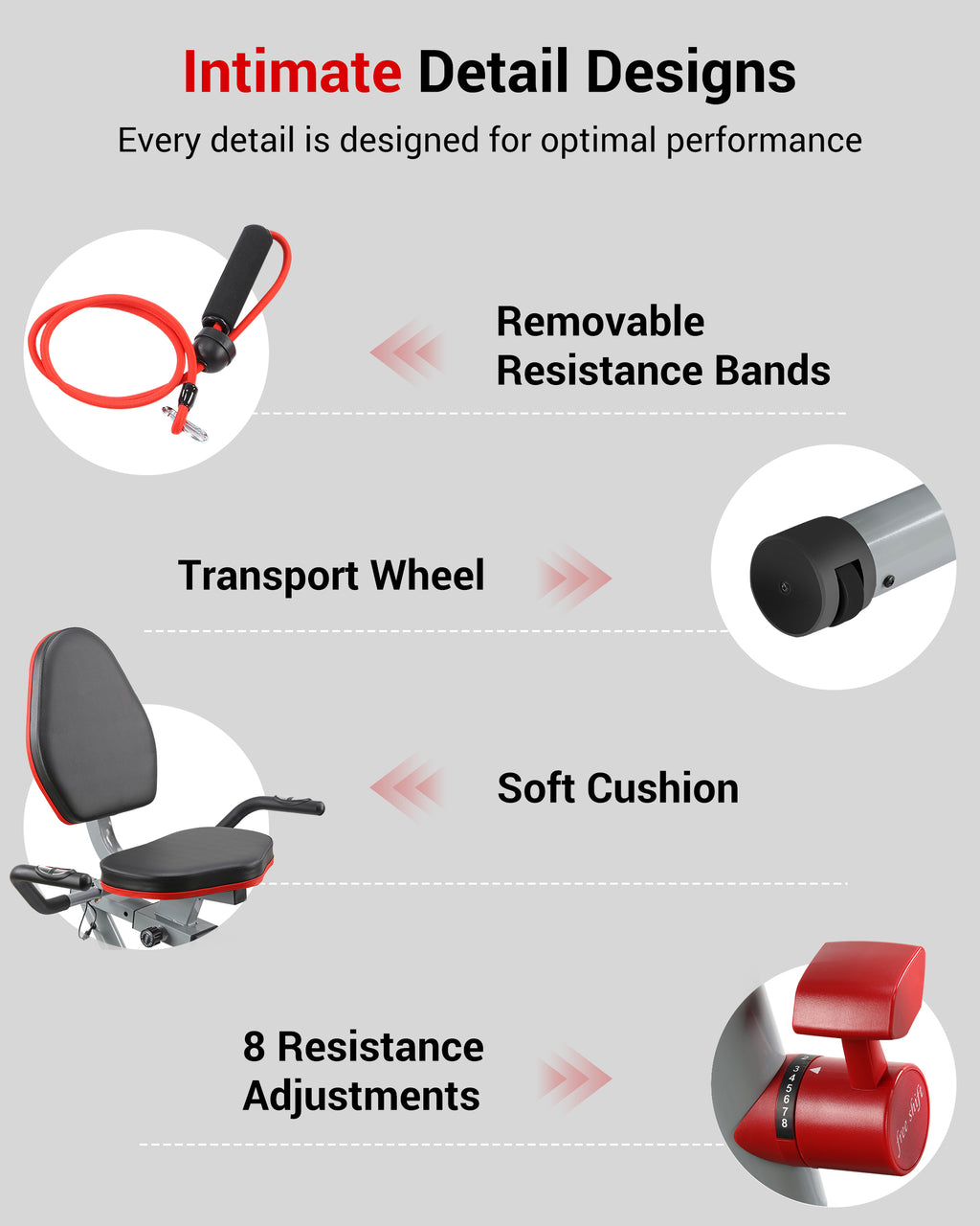 Recumbent Exercise Bike with Arm Exerciser for Home