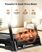 ECHANFIT Treadmills for Home with 3.0HP Motor, 300 lb Capacity, Shock Absorption, Bluetooth App, 15% Auto Incline
