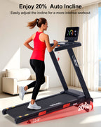 ECHANFIT Auto Incline Treadmill , 20% Incline, 3.0HP, 10 MPH, 18.5" Wide Belt, 350 lbs Capacity, Bluetooth App
