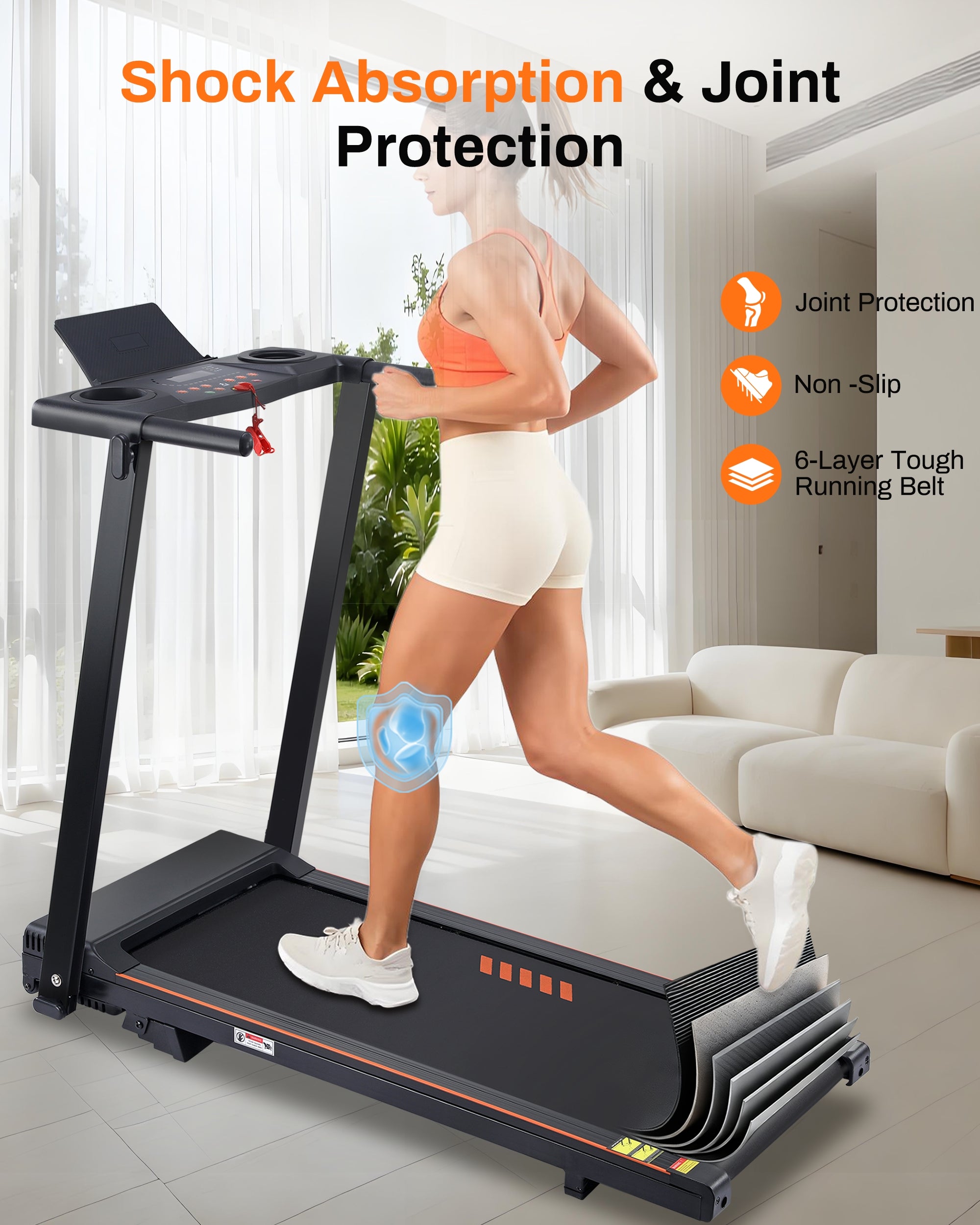 Incline Walking Pad Treadmill with Handle Bar