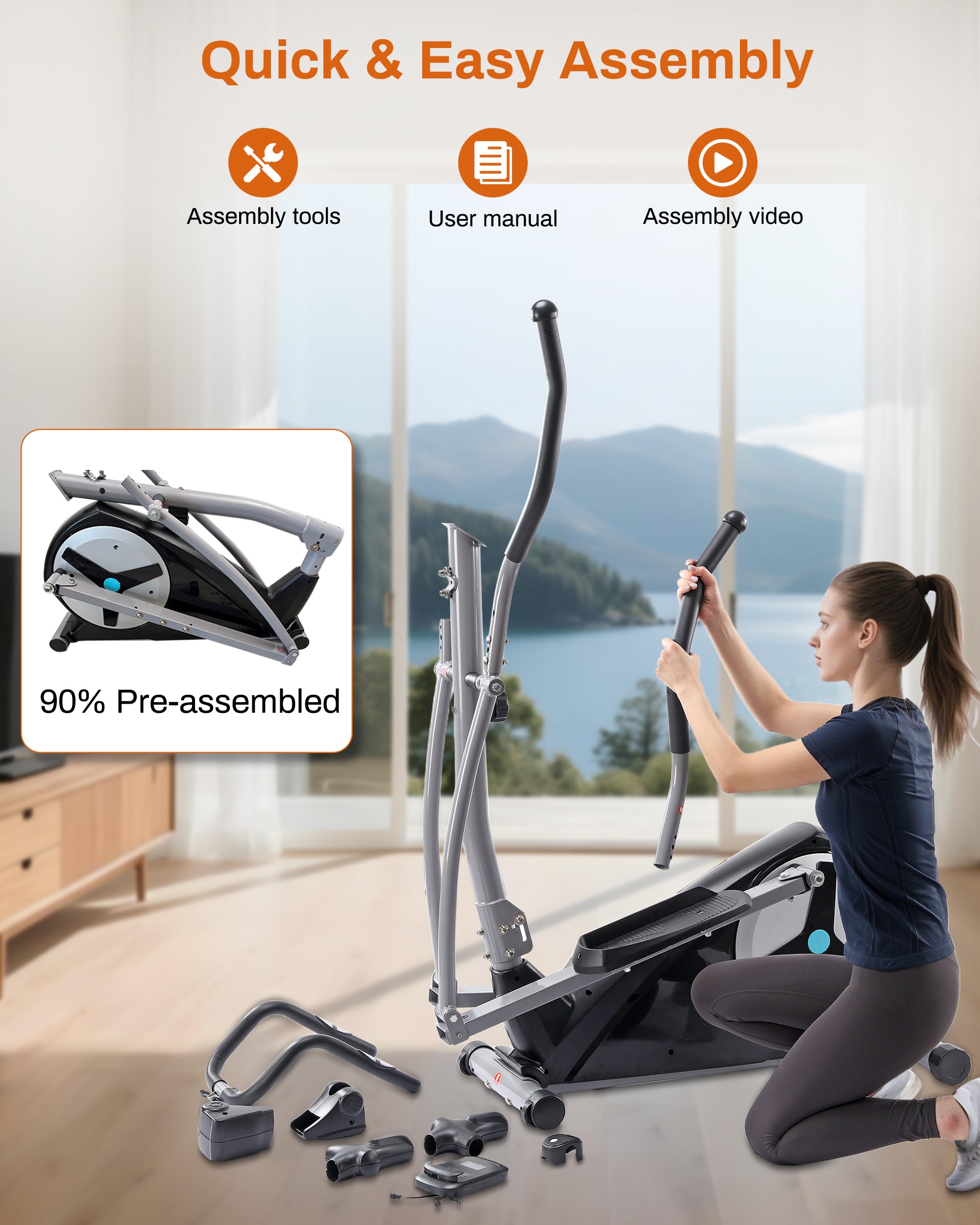 Elliptical Exercise Machine with 15.5" Stride