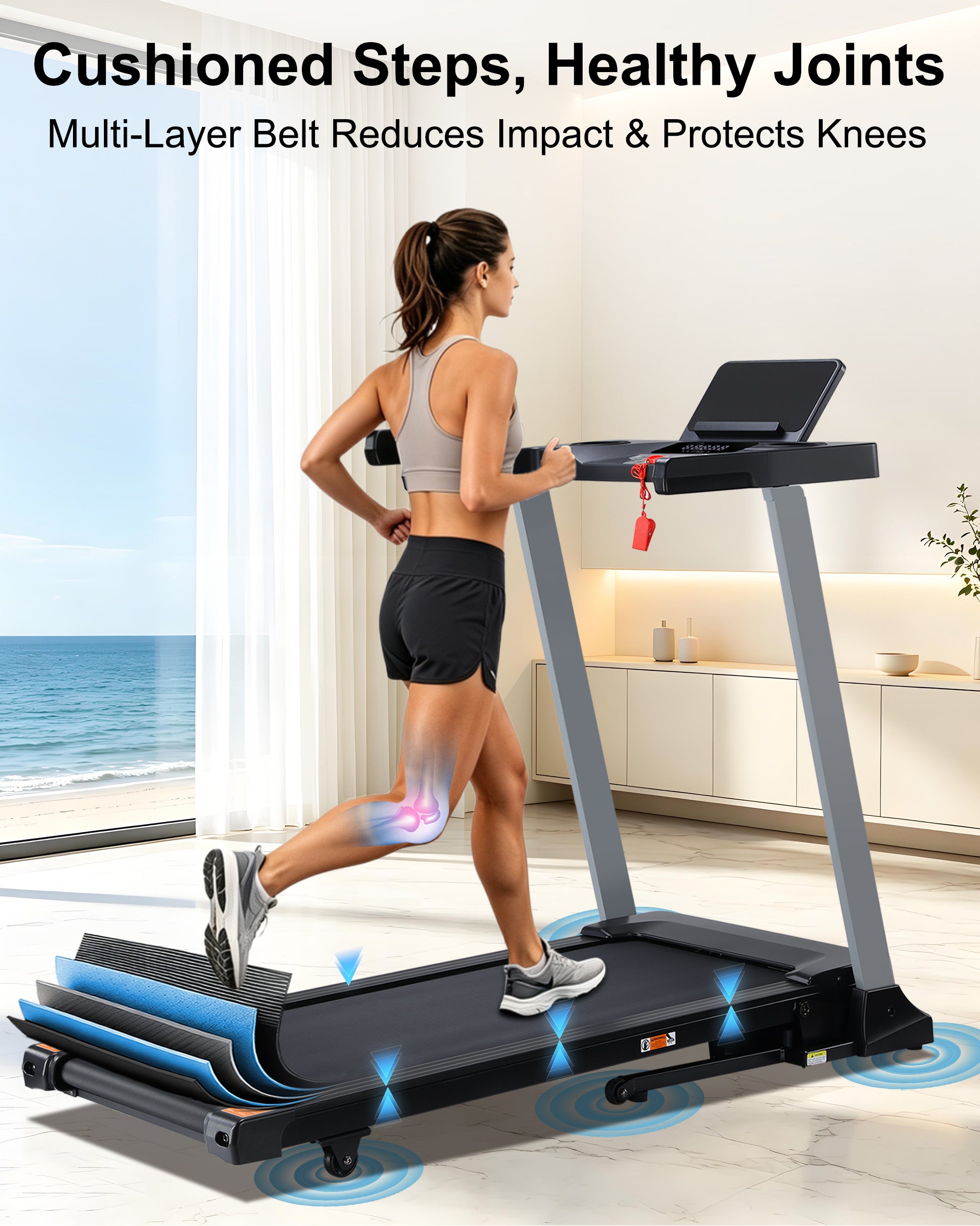 ECHANFIT Folding Treadmill 15% Auto Incline, Compact Design, 40 Programs, 3.0 HP Motor, 300 LB Weight Capacity